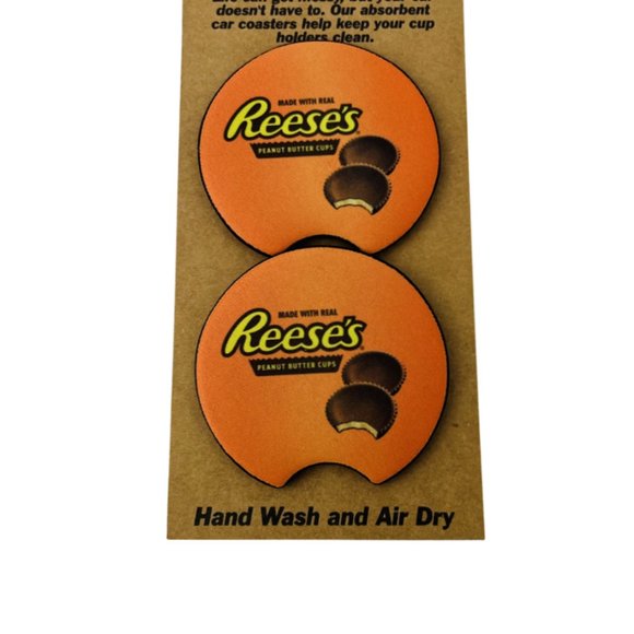 Car Coasters Reese's Peanut Butter Cups Chocolate Candy Snack Junk Food Set of 2 - Picture 8 of 9